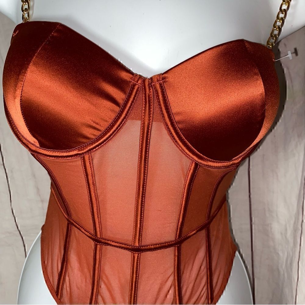 NEW! Fashion Nova | Chain To You Bodysuit | Copper | Size Small - Picture 4 of 12